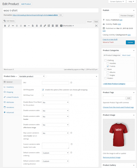 WooCommerce Variations to Table Grid - 2