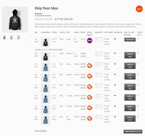 WooCommerce Variations to Table Grid - 4