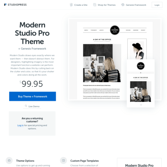 StudioPress Modern Studio Pro Genesis WordPress Theme