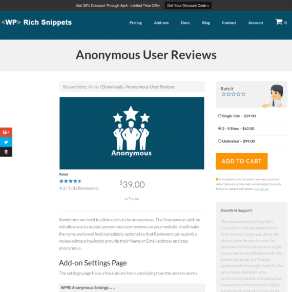 WP Rich Snippets Anonymous User Reviews Addon