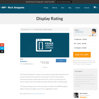 WP Rich Snippets Display Rating Addon